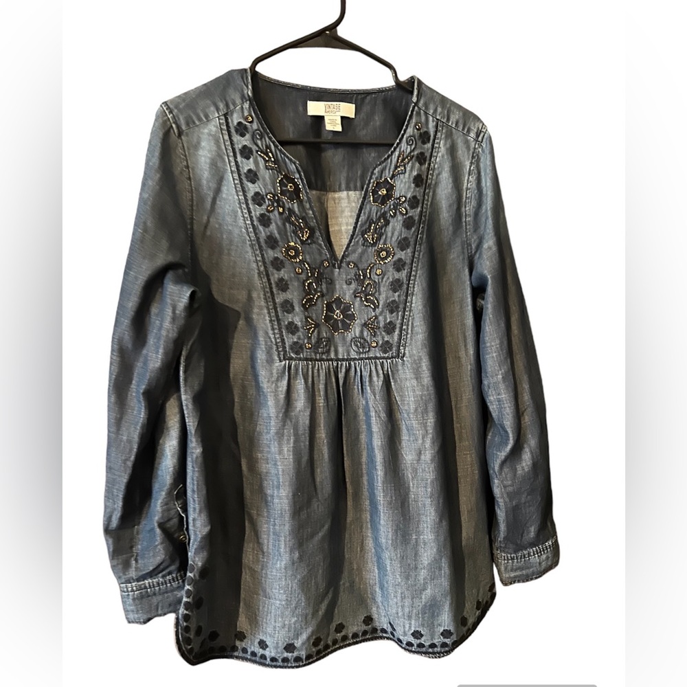 Beautiful Beaded Vintage America Peasant Style Top